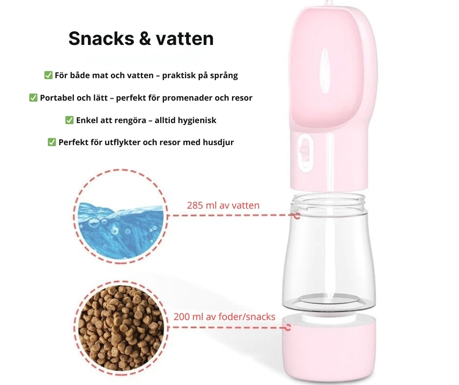 Bärbar mat- & vattenskål för hund & katt