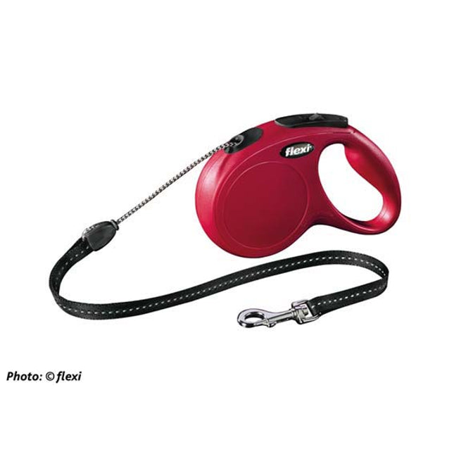 flexi New CLASSIC rullkoppel – lina – M, 5 m, röd
