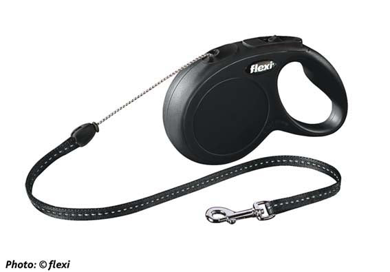 flexi New CLASSIC LONG, S: 8 m rep, svart