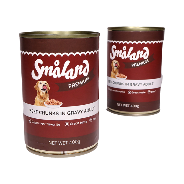 Småland Premium våtfoder med nötkött – 6 × 400 g