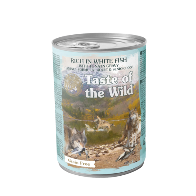 Taste of the Wild våtfoder för hund med vitfisk och tonfisk – 12 × 390 g