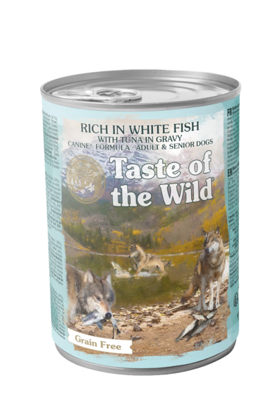 Taste of the Wild våtfoder för hund med vitfisk och tonfisk – 12 × 390 g