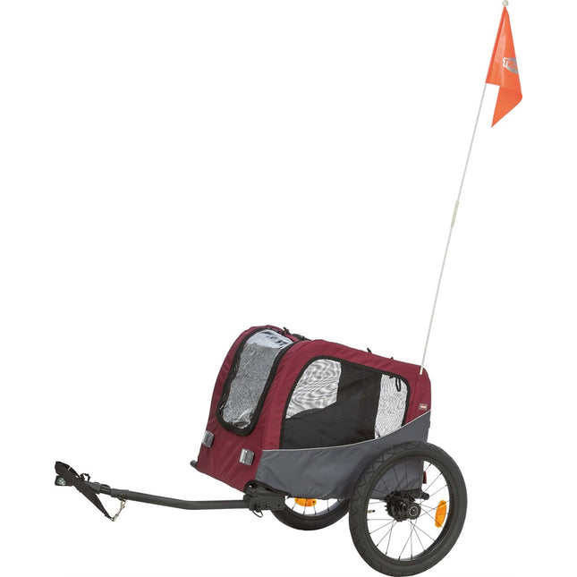 Trixie Cykelvagn för hund – S, 53 × 60 × 60/117 cm, grå/röd