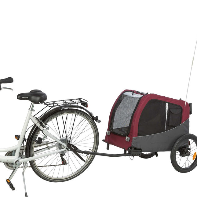 Trixie Cykelvagn för hund – M, 63 × 68 × 75/137 cm, grå/röd