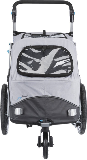 Trixie Quick-Fold cykelvagn för hund – S, 58 × 93 × 74/114 cm, grå