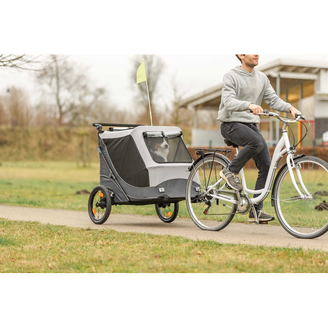 Trixie Snabbvikbar cykelvagn för hund – XL, 87,5 × 97 × 93/150 cm, Grå