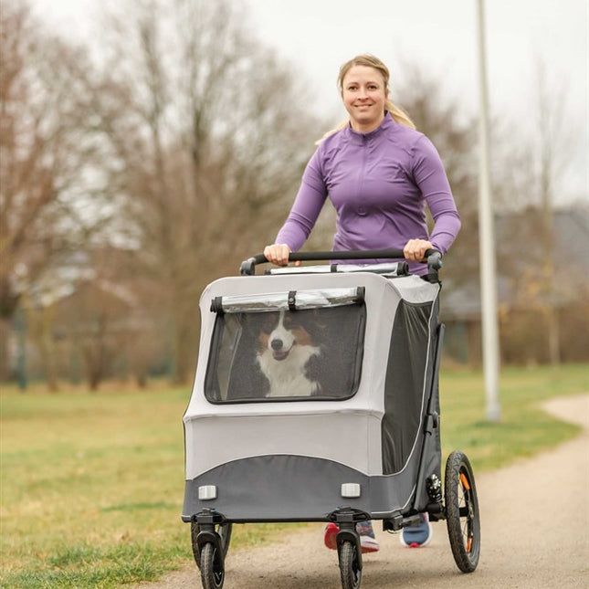 Trixie Snabbvikbar cykelvagn för hund – XL, 87,5 × 97 × 93/150 cm, Grå