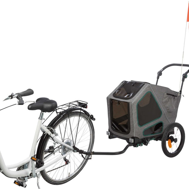 Trixie Cykelvagn – S, 64 × 92 × 80/130 cm, grå/sage