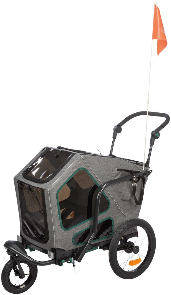 Cykelvagn, S: 64 × 92 × 80/130 cm, grå/sage