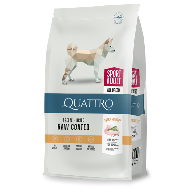 Quattro hundfoder Super Premium All Breed Active Adult, Extra Poultry – 12 kg