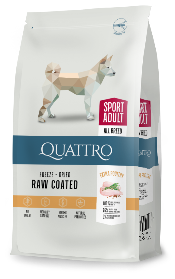 Quattro hundfoder Super Premium All Breed Active Adult, Extra Poultry – 12 kg