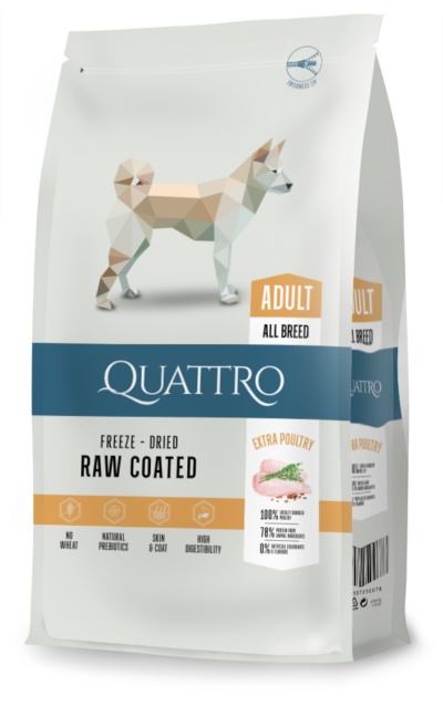 Quattro hundfoder Super Premium All Breed Adult, Extra Poultry – 3 kg