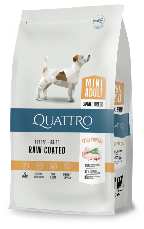 Quattro hundfoder Super Premium Small Breed Mini Adult, Extra Poultry – 7 kg