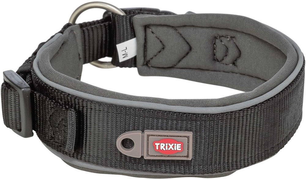 Premium halsband, X-bred, M-L: 40-48 cm/40 mm, svart/grafit