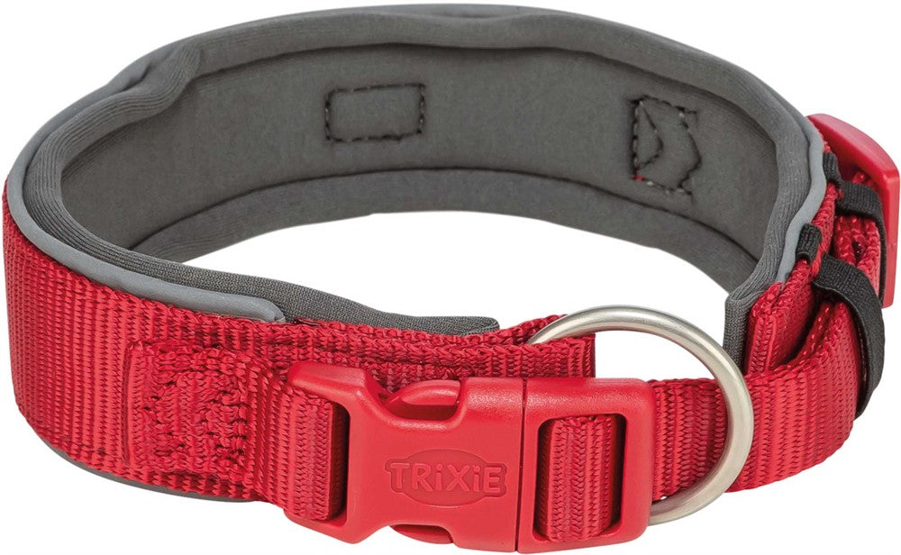 Premium halsband, X-bred, M-L: 40-48 cm/40 mm, röd/grafit