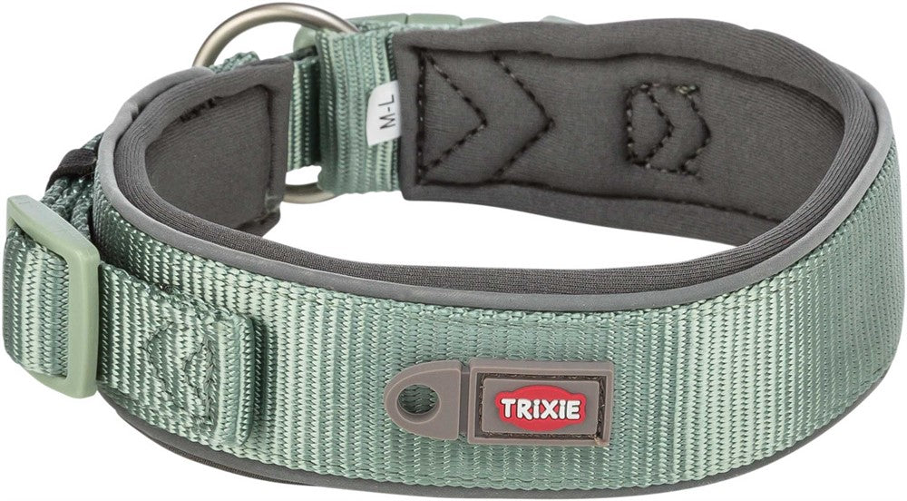 Premium halsband, X-bred, XS-S: 27-35 cm/25 mm, sage/grafit