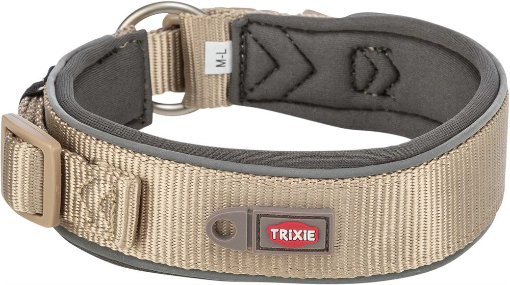Premium halsband, X-bred, XS-S: 27-35 cm/25 mm, sand/grafit