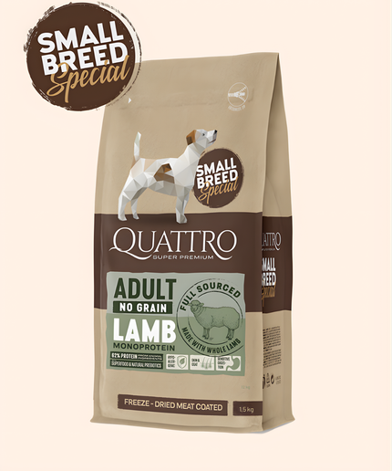 Quattro Super Premium No Grain Small Breed Adult, Lamb 1,5kg