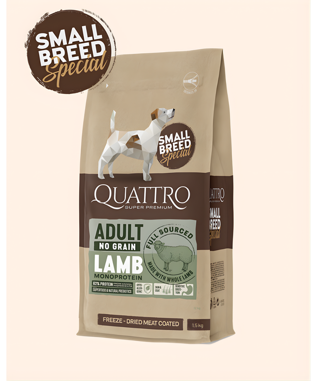 Quattro Super Premium No Grain Small Breed Adult, Lamb 1,5kg