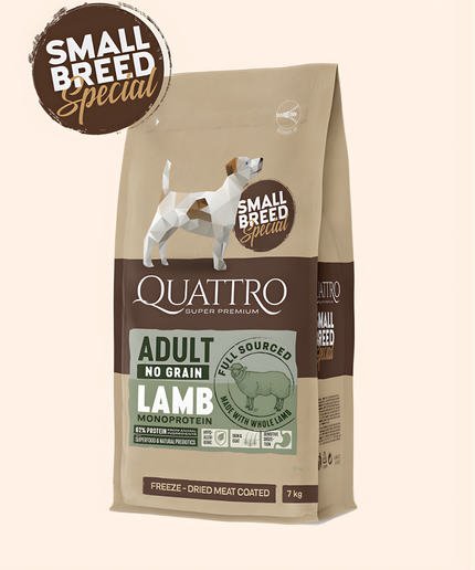 Quattro Super Premium No Grain Small Breed Adult, Lamb 7kg MONOPROTEIN
