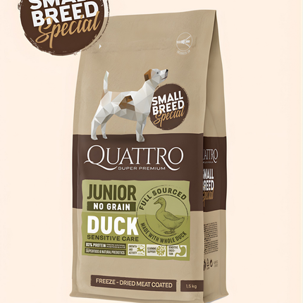 Quattro Super Premium No Grain Small Breed Junior, Duck 1,5kg