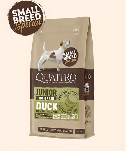 Quattro Super Premium No Grain Small Breed Junior, Duck 1,5kg