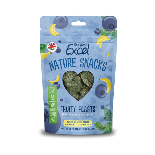 Burgess Excel Natures Snack Fruit Feasts smådjursgodis – 12 × 60 g