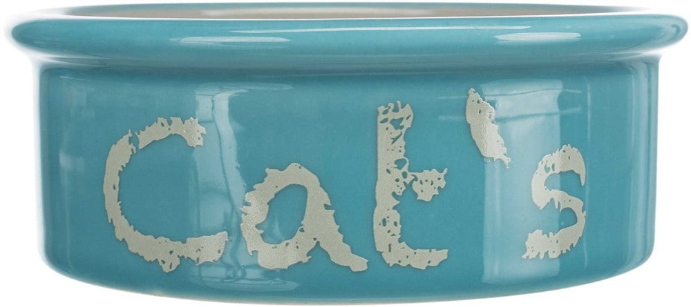 Matbar m Keramikskålar Katt Ljusblå/Orange/Lila 2x0,3 L/ 12 cm