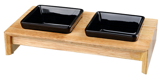 Matbar keramik/trä, 2 × 0.4 l, 36 × 19 × 7 cm