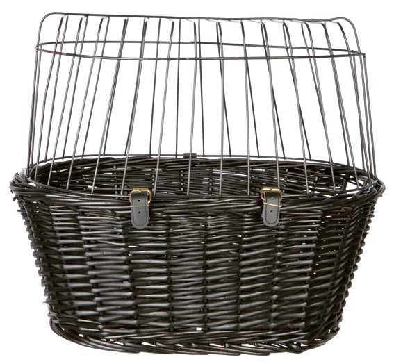 Cykelkorg front, pil med galler, 50x41x35 cm, svart, 5kg