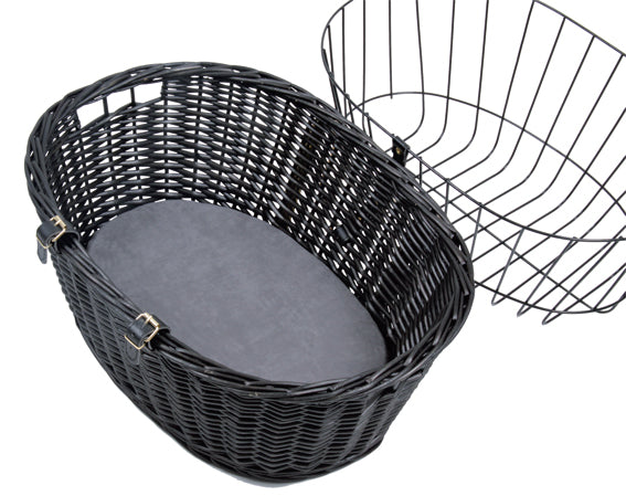 Cykelkorg front, pil med galler, 50x41x35 cm, svart, 5kg
