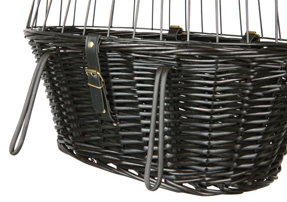 Cykelkorg front, pil med galler, 50x41x35 cm, svart, 5kg