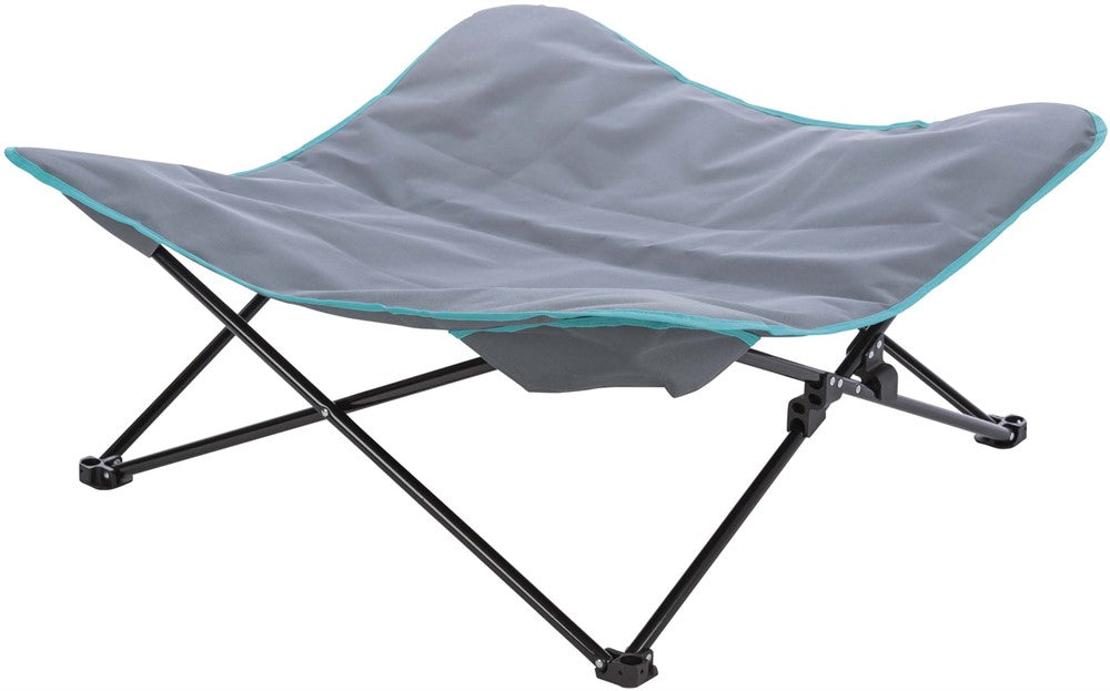 Campingsäng, 88 × 32 × 88 cm, mörkgrå/petrol