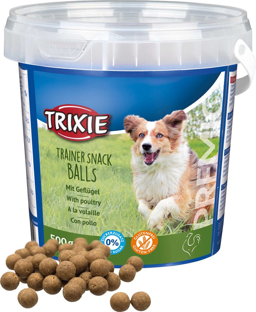 PREMIO Trainer Snack Balls m. fågel, 500g plasthink