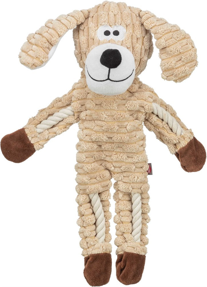 Trixie Rep-hund i sandfärgad plysch med bomullsrep, 38 cm