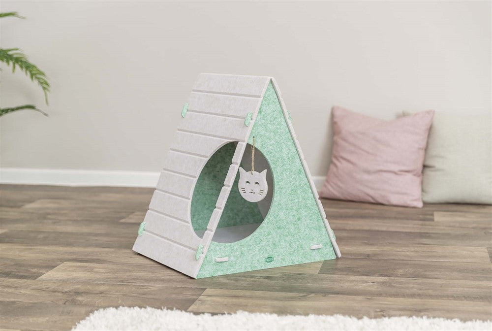 Grotta Lucy, filt, triangulär, 46 × 50 × 38 cm, sand/grön