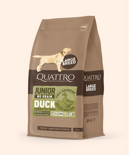 Quattro Super Premium No Grain Large Breed Junior, Duck 12 kg