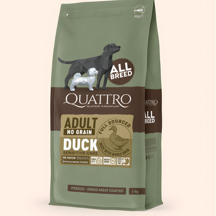 Quattro Super Premium No Grain All Breed Adult, Duck 3kg