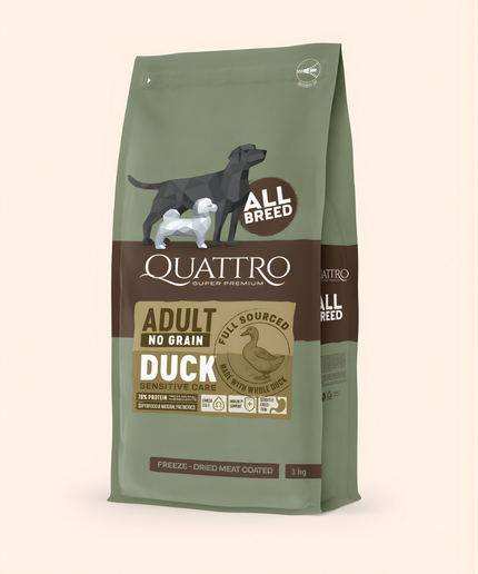 Quattro Super Premium No Grain All Breed Adult, Duck 3kg