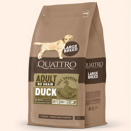 Quattro Super Premium No Grain Large Breed Adult, Duck 12kg