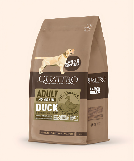 Quattro Super Premium No Grain Large Breed Adult, Duck 12kg