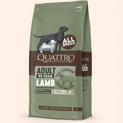 Quattro Super Premium No Grain All Breed Adult, Lamb 3kg