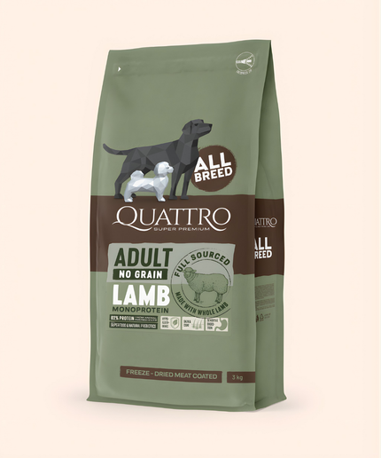 Quattro Super Premium No Grain All Breed Adult, Lamb 3kg