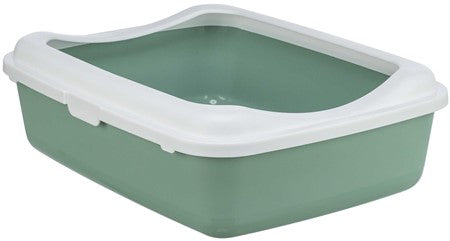 Kattlåda Classic m kant, 37 × 15 × 48 cm, sage/vit