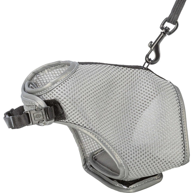 Trixie Mjuk kattsele med koppel och reflex – 28–42 cm, 1,20 m, Grå