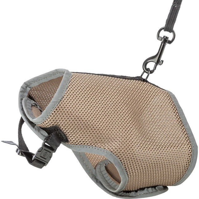 Trixie Mjuk kattsele med koppel och reflex – 28–42 cm, 1,20 m, Taupe
