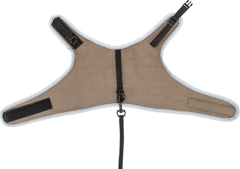 Kattsele mjuk med koppel, 28-42 cm, 1.20 m, reflex, taupe