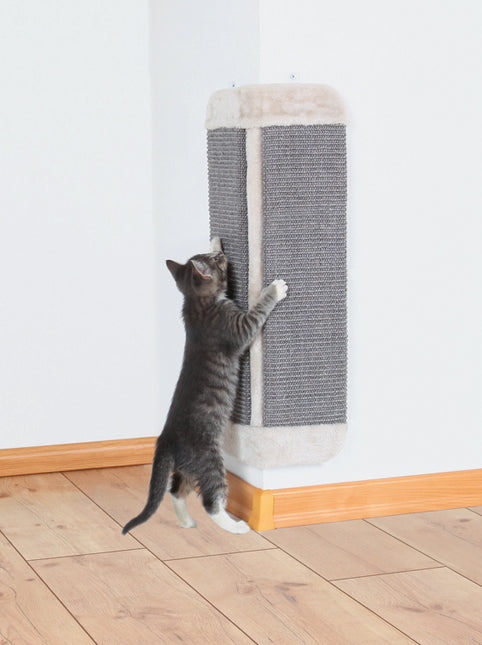 Trixie Hörnklösbräda i sisal och plysch – 32 × 60 cm, Vit/grå