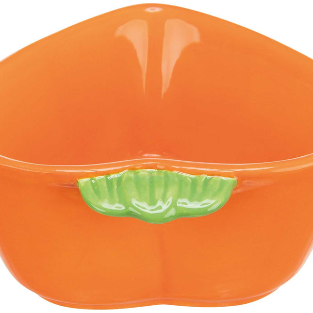Trixie Gnagarskål morot, keramik – 12 × 11 cm, 180 ml – skålen framifrån