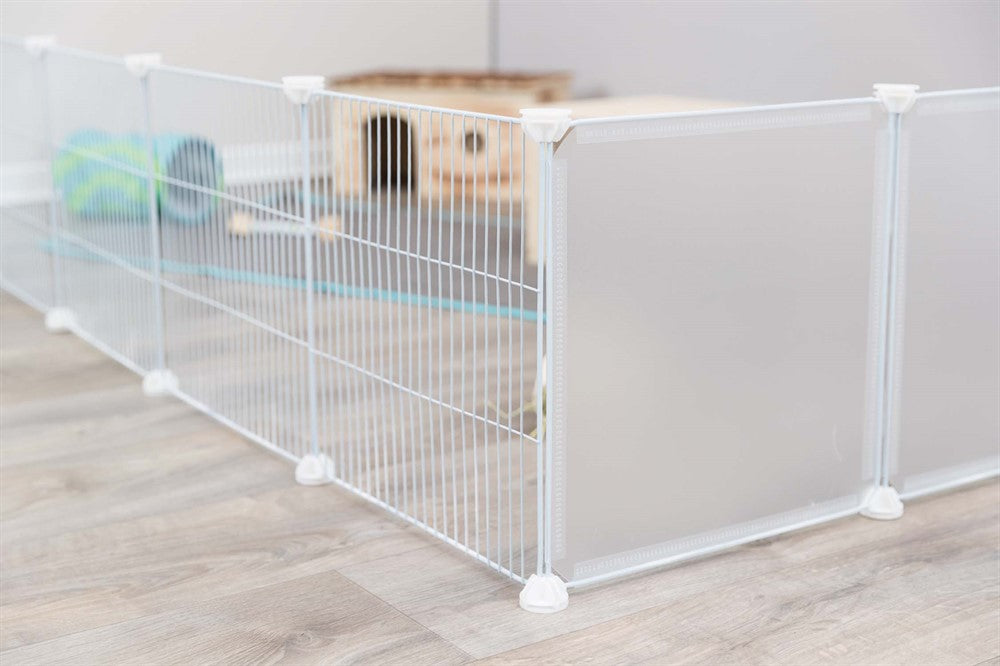 4 sektioner för innehage, plast, 35 × 35 cm, vit